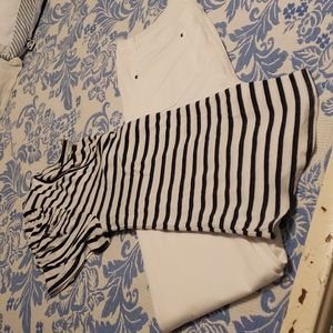 Cute Nautical Outfit - White jeggings navy and white stripe top